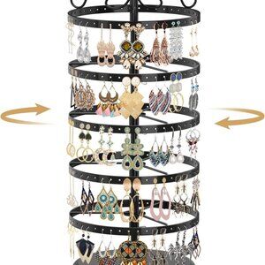 5 Tiers Metal Rotating Earring Holder Organizer Stand Adjustable Display Tree, 2
